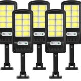 Set x5 Lampa cu Incarcare Solara 150W, 120 LED-uri COB, telecomanda